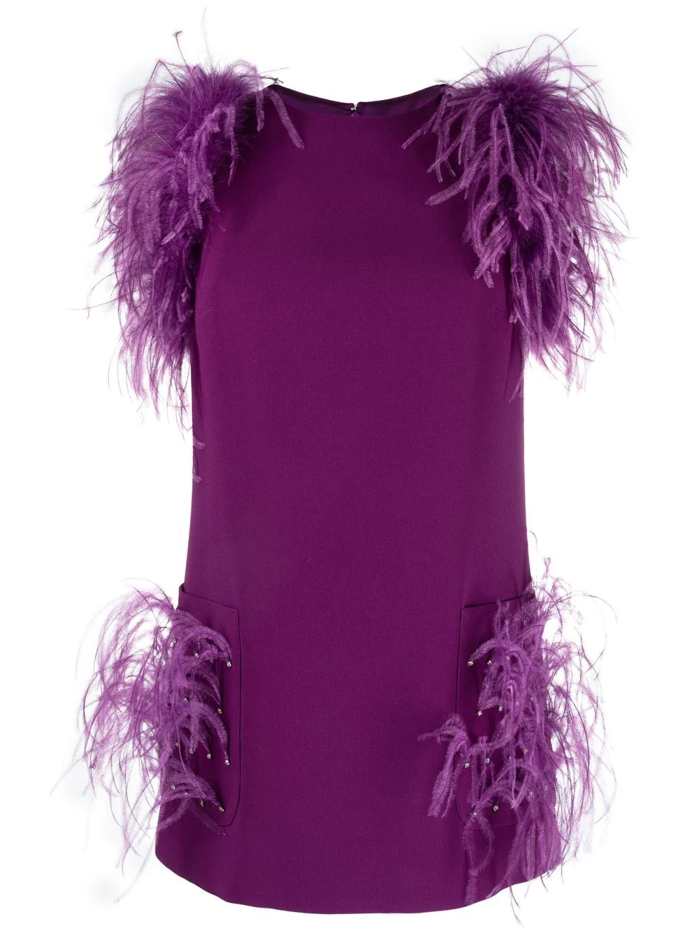 Elie Saab feather-trim crepe blouse - Purple