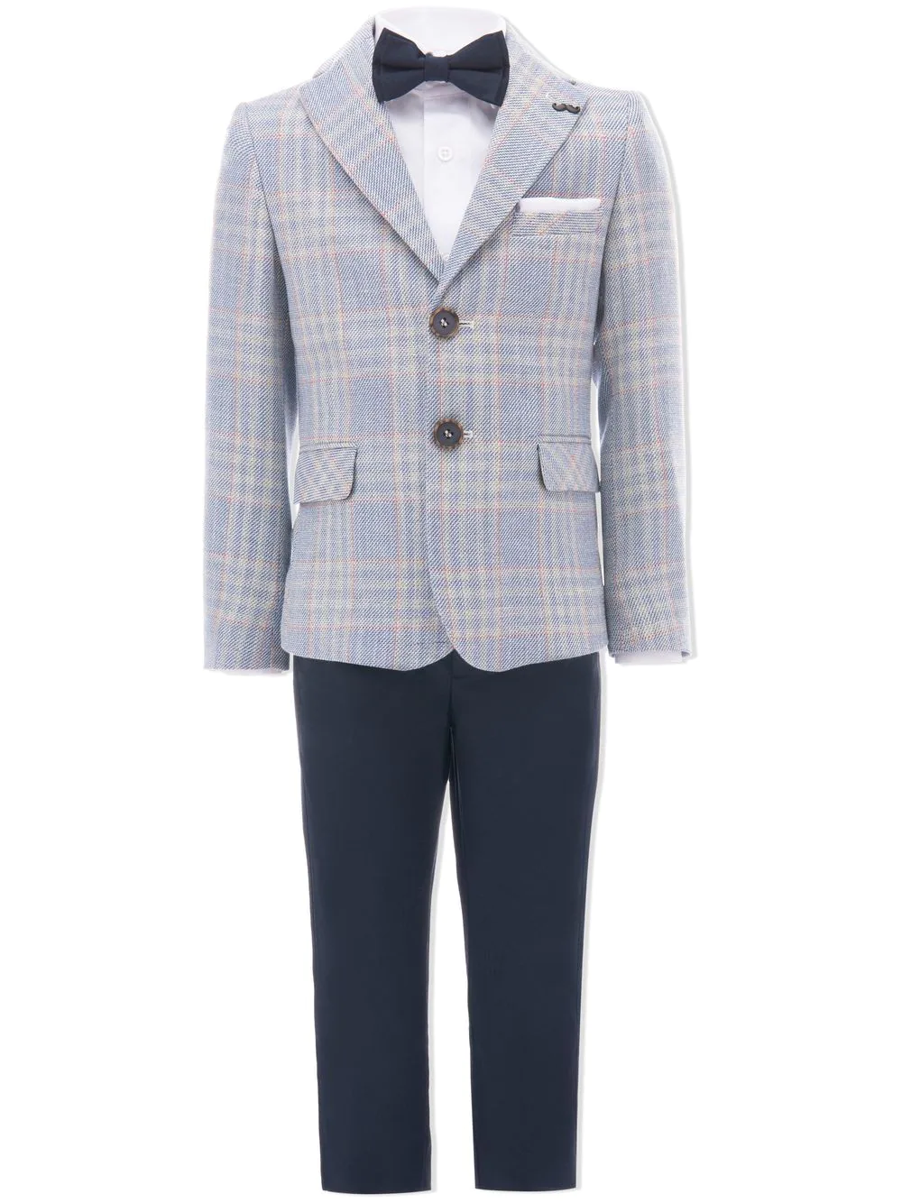 Moustache plaid peak-lapel suit - Blue