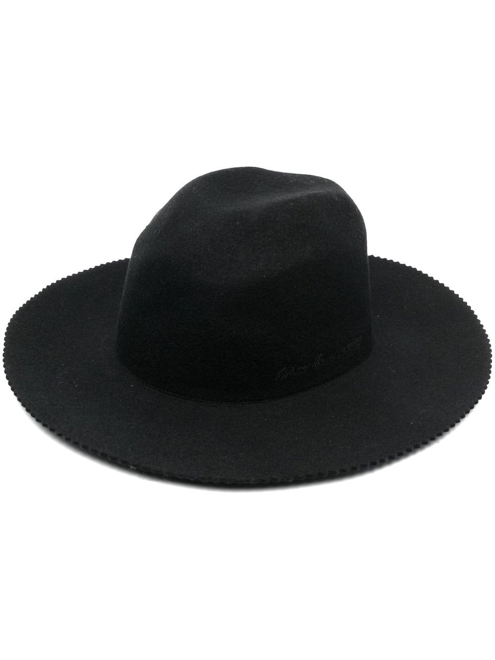 White Mountaineering logo-embroidered wool fedora hat - Black