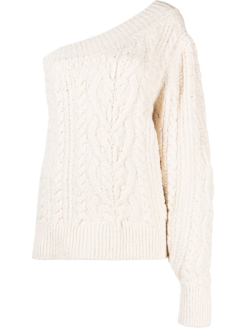 ISABEL MARANT one-shoulder cable-knit jumper - Neutrals