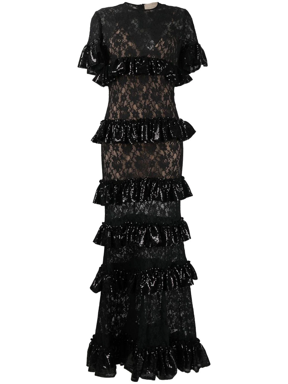 Elie Saab sequin-embellished lace dress - Black