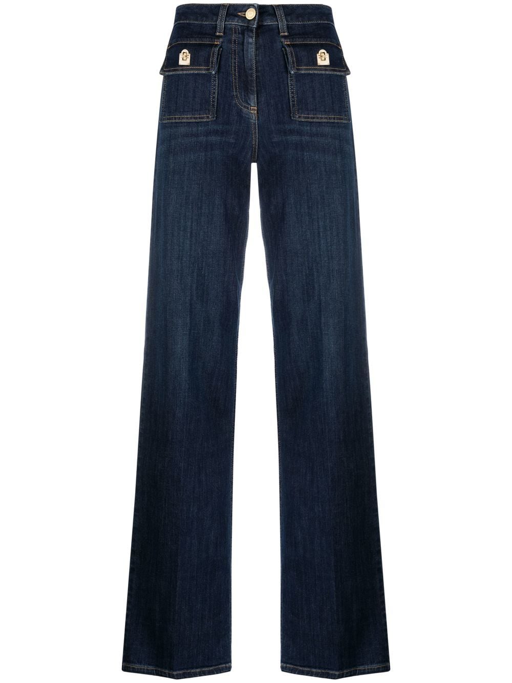 Elisabetta Franchi logo-plaque detail flared jeans - Blue