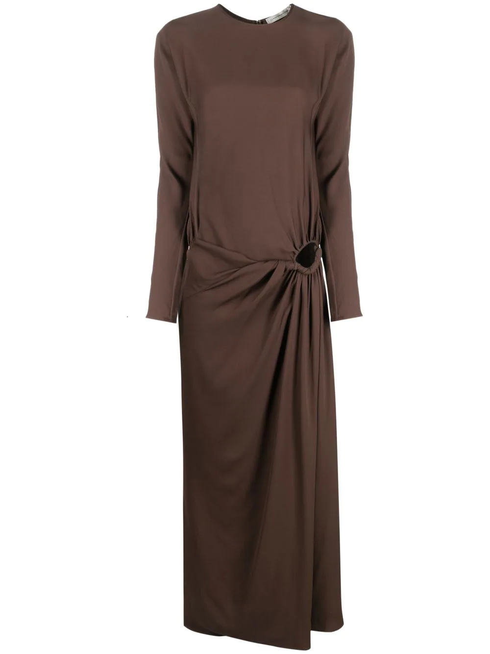 Christopher Esber ruched-detail long-sleeved dress - Brown