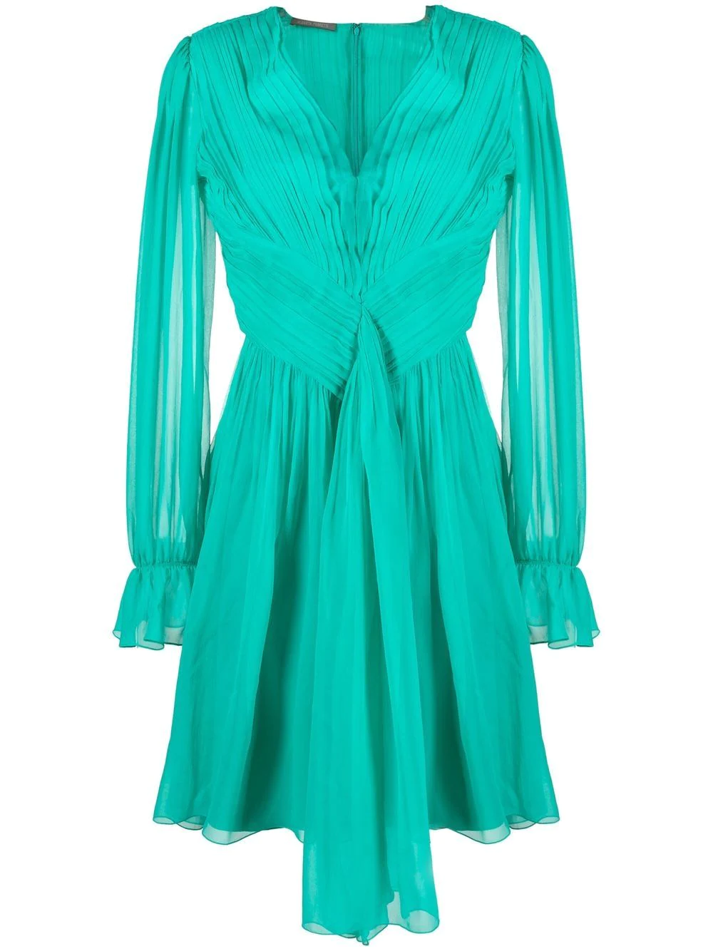 Alberta Ferretti pleated long-sleeve minidress - Green