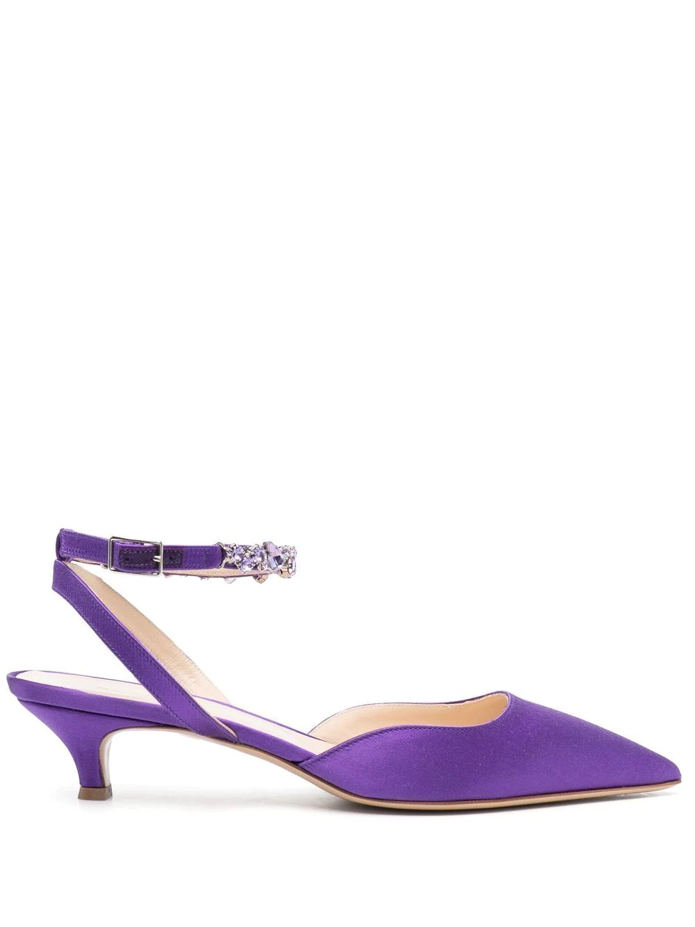 P.A.R.O.S.H. 50mm satin crystal-detail pumps - Purple