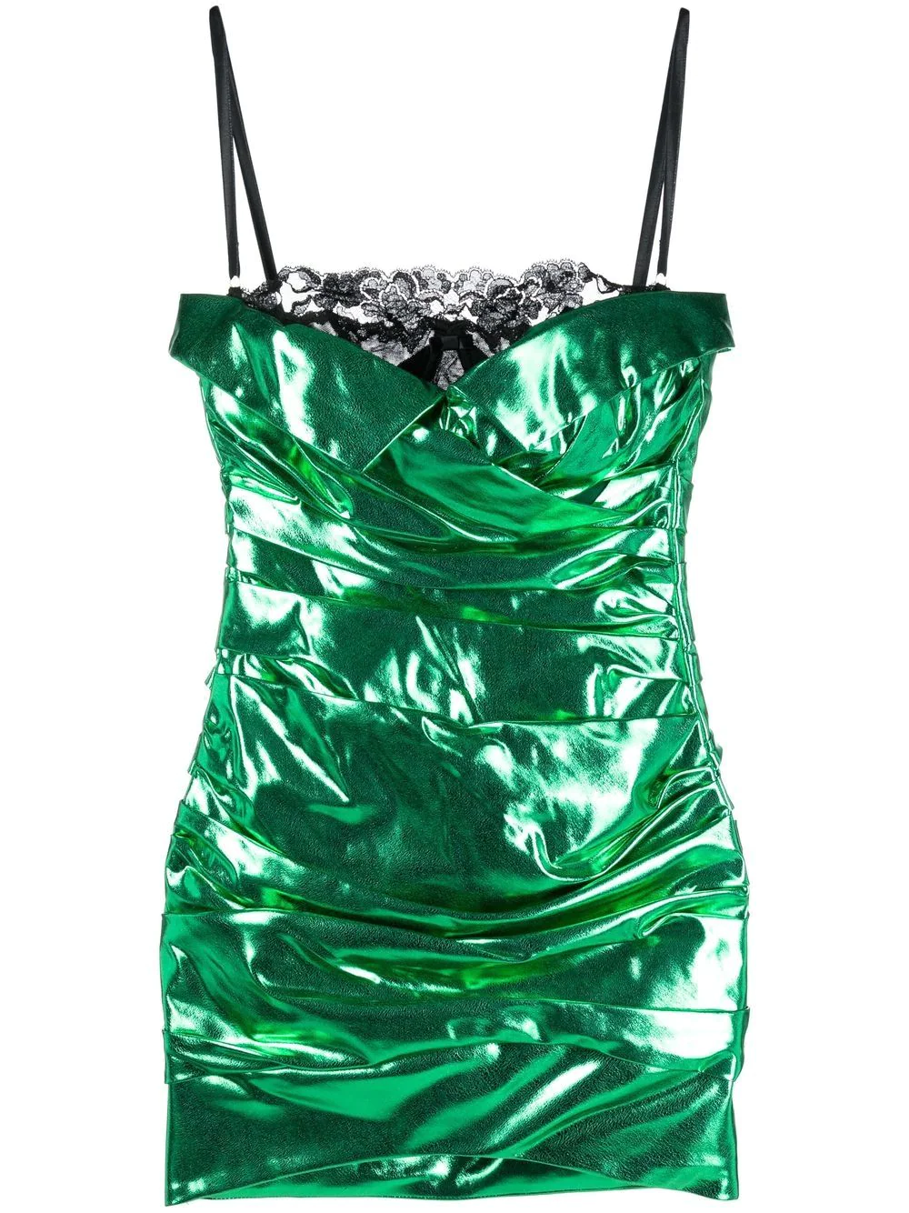 Dolce & Gabbana Pre-Owned 2010s lace panel metallic mini dress - Green