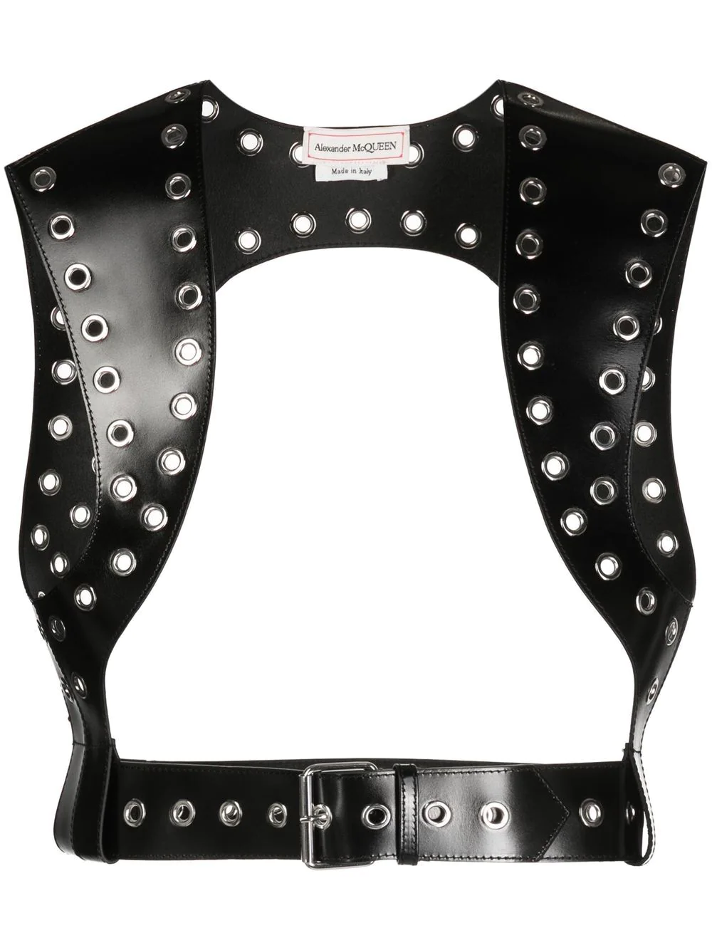 Alexander McQueen eyelet-embellishment leather harness - 1038 - BLACKSILVER