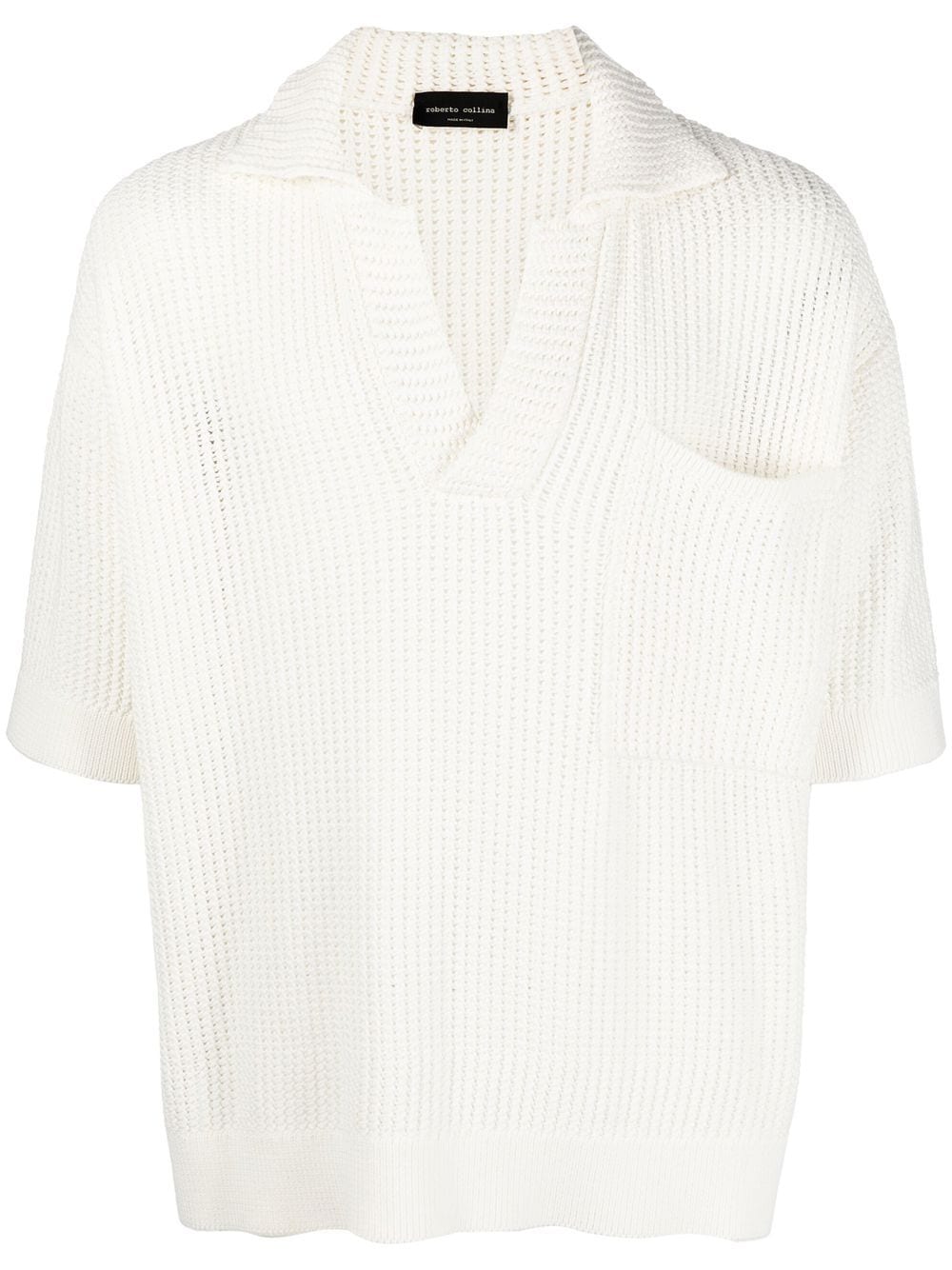 Roberto Collina V-neck pointelle-knit jumper - White