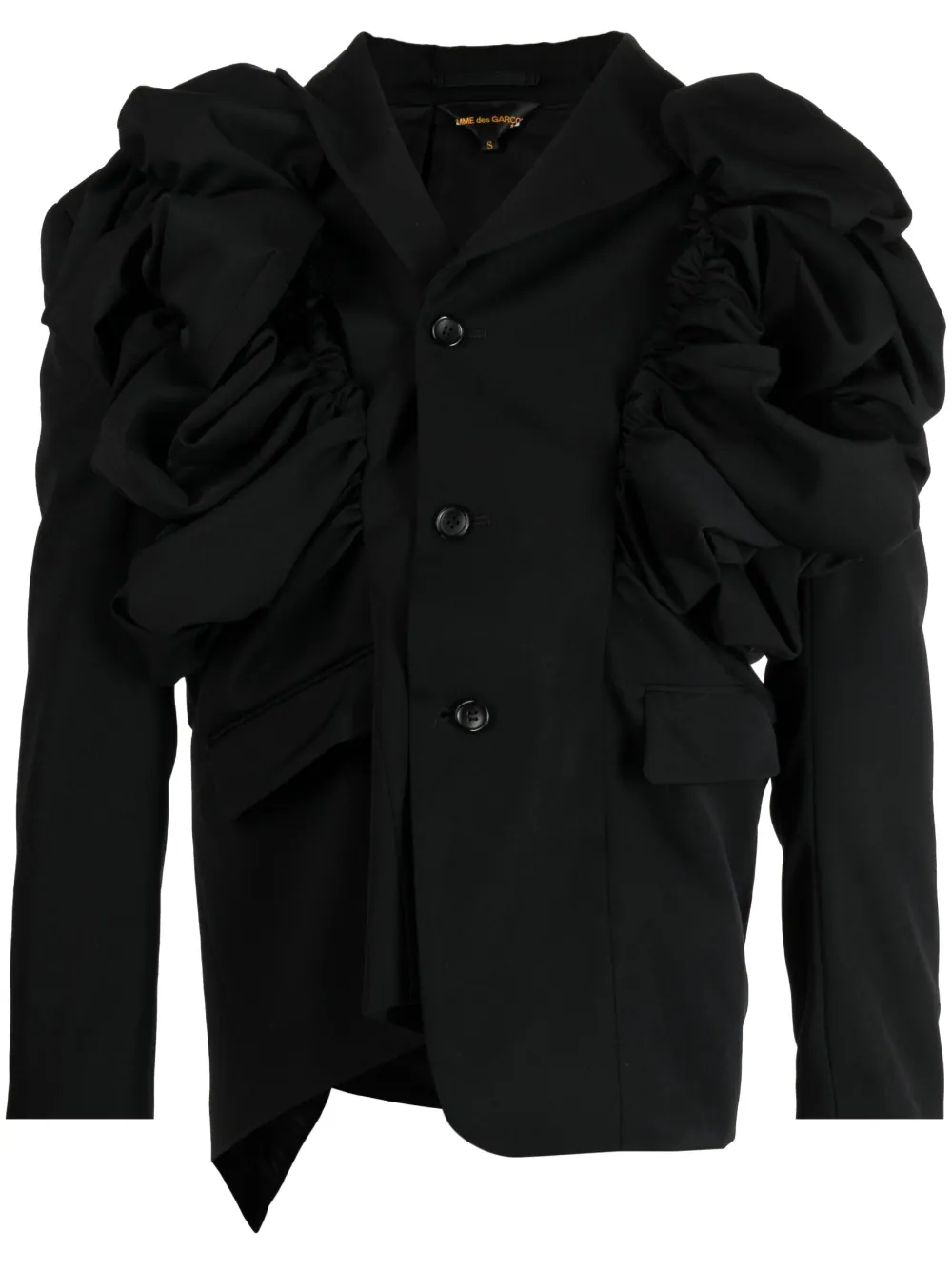 Comme Des Garçons single-breasted gathered blazer - Black