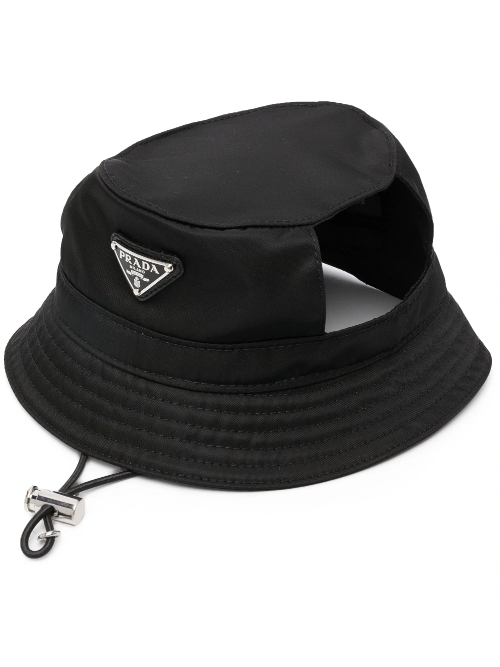 Prada logo-patch bucket hat - Black