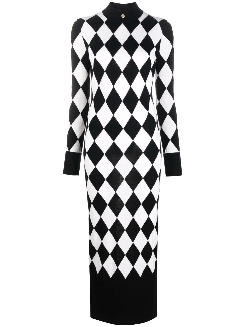 Casablanca harlequin-pattern wool dress - Black