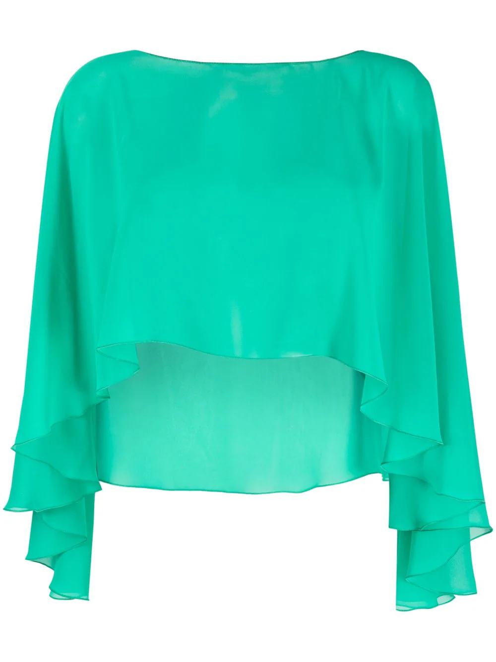 Blanca Vita transparent ruffled cropped top - Green