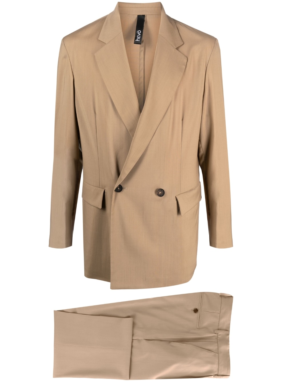 Hevo double-breasted virgin-wool suit - Neutrals