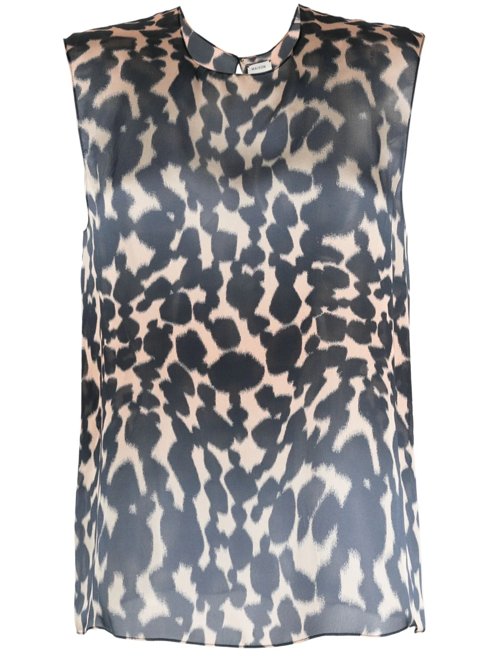 Maison Rabih Kayrouz graphic-print sleeveless silk blouse - Brown