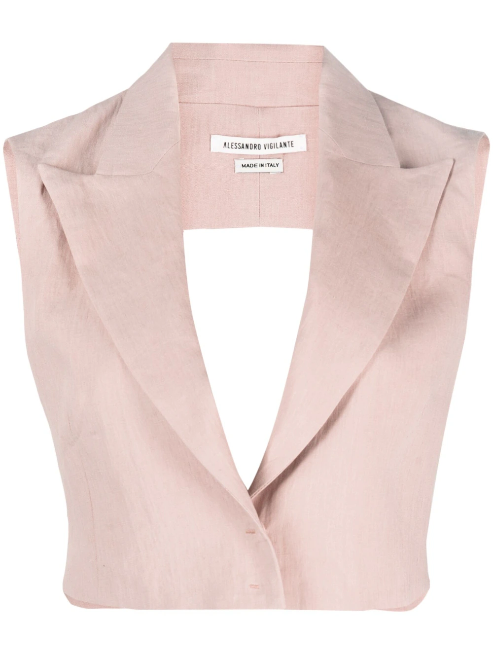 ALESSANDRO VIGILANTE V-neck cropped linen top - Pink