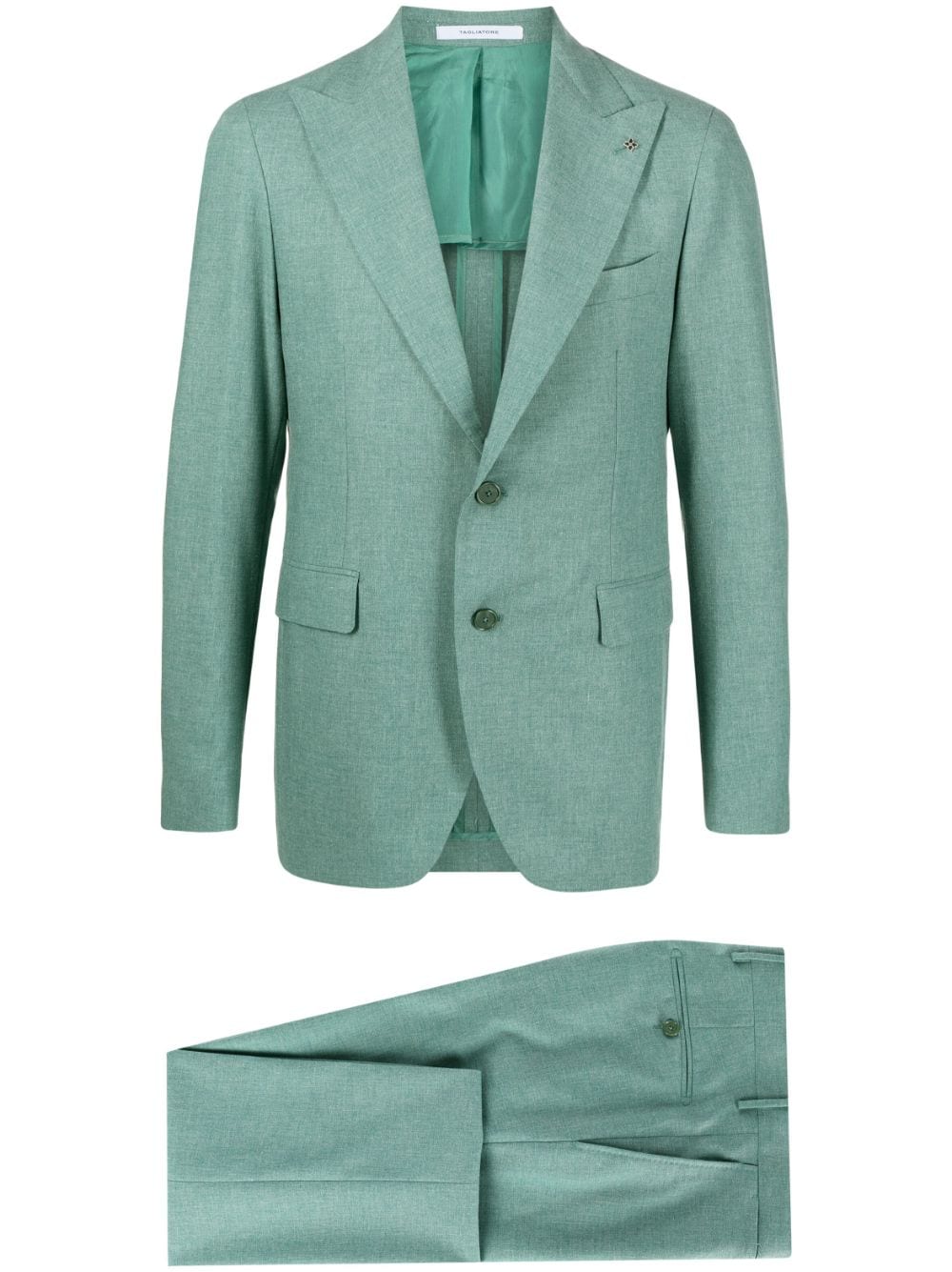 Tagliatore single-breasted virgin-wool-blend suit - Green