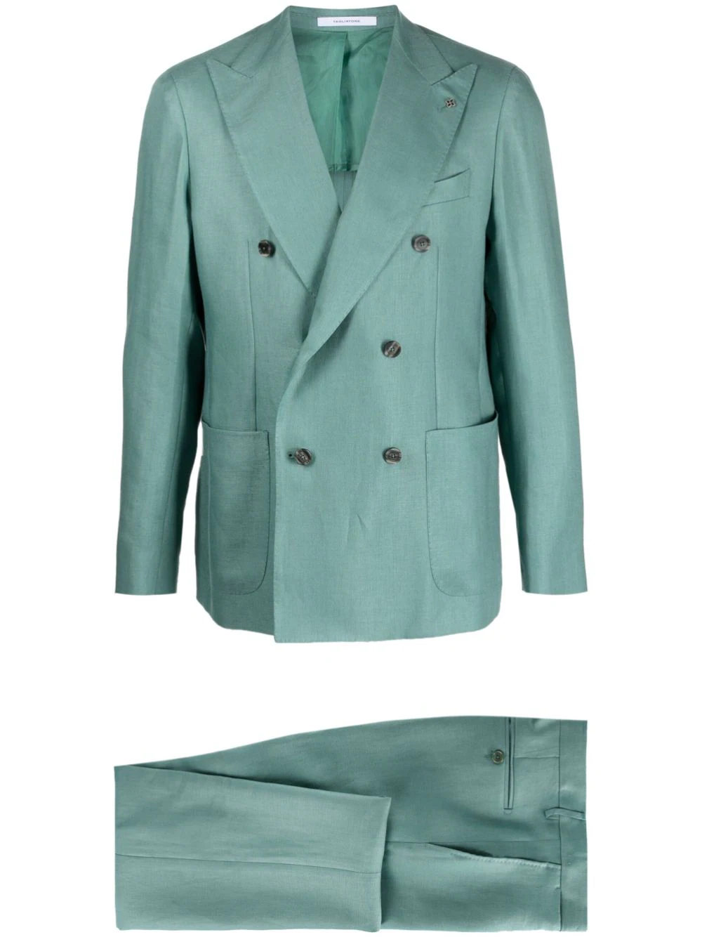 Tagliatore linen double-breasted suit - Green