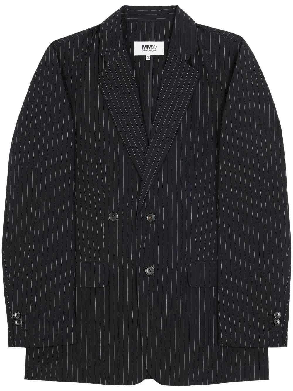 MM6 Maison Margiela notched-lapels pinstripe blazer - Black