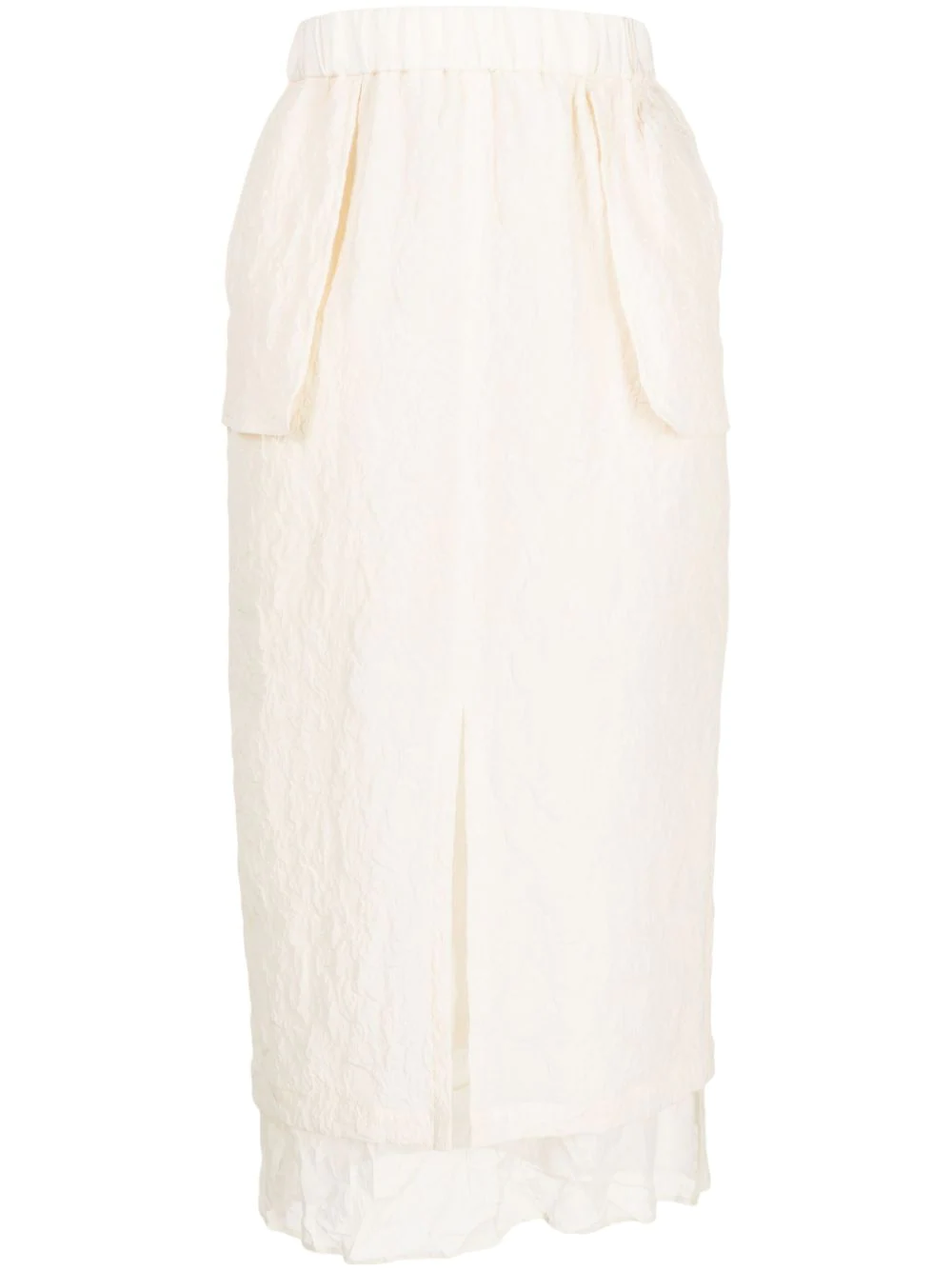 Muller Of Yoshiokubo crinkled-finish front-slit midi skirt - White