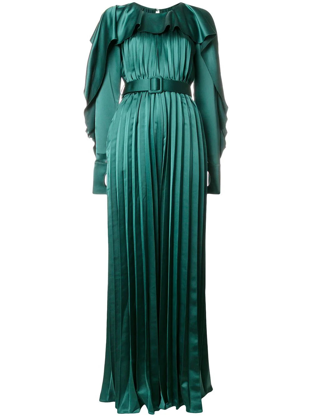 Self-Portrait pleated maxi dress - Green