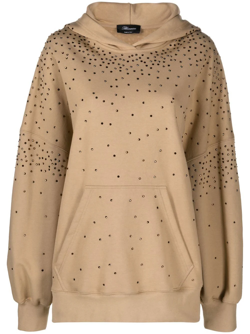 Blumarine crystal-embellished pullover hoodie - Neutrals