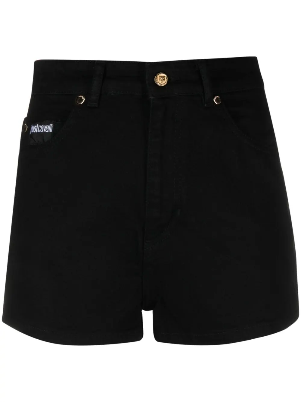 Just Cavalli logo-patch button-up shorts - Black