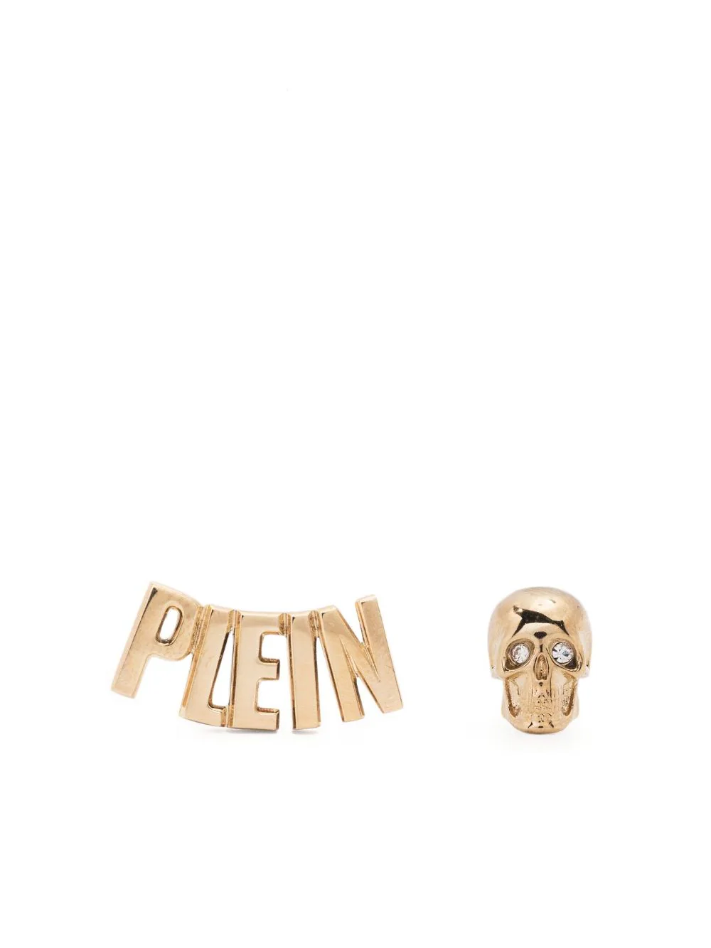 Philipp Plein asymmetric logo-lettering stud earrings - Gold