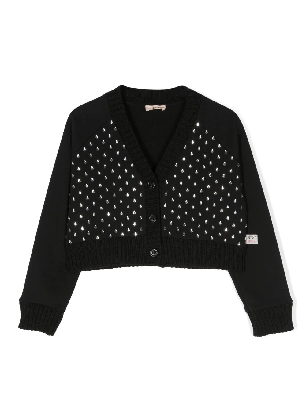 Nº21 Kids embellished-glass cotton cardigan - Black