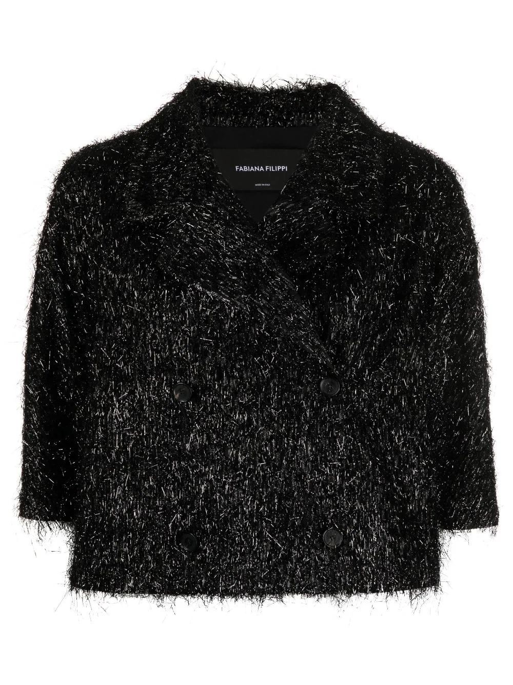 Fabiana Filippi fringed double-breasted Lurex jacket - Black