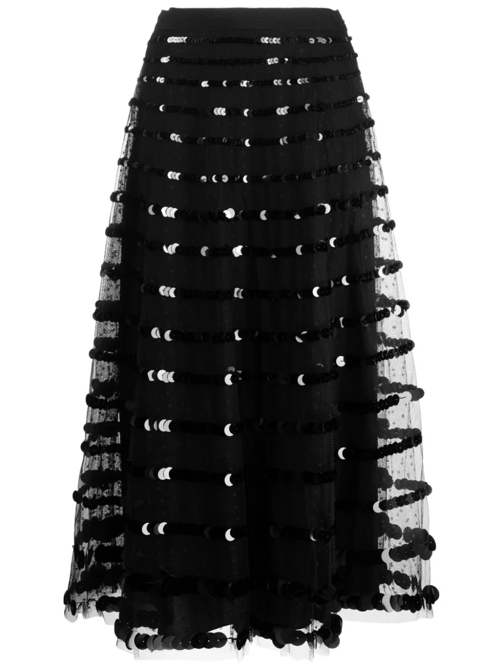 Valentino Garavani sequin-embellished tulle midi skirt - Black