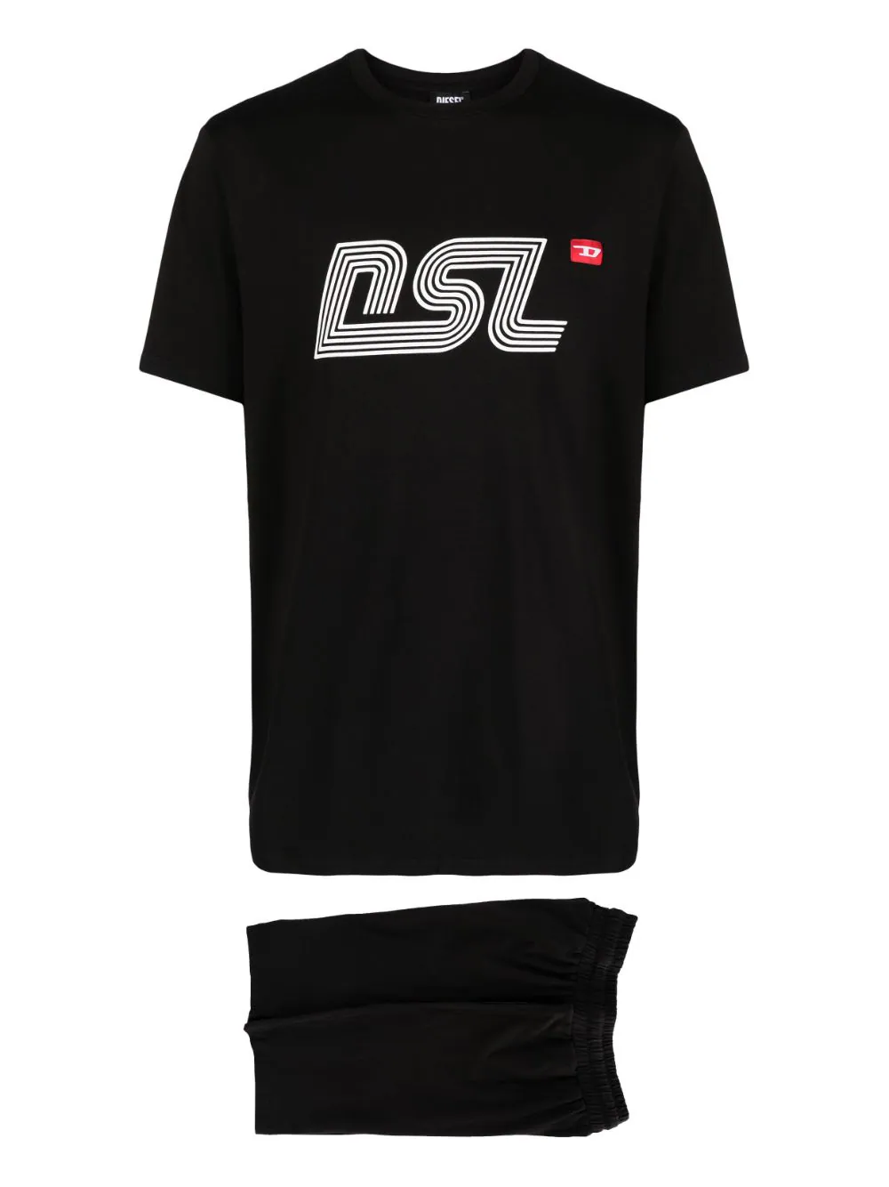 Diesel logo-print stretch-cotton pyjamas - Black