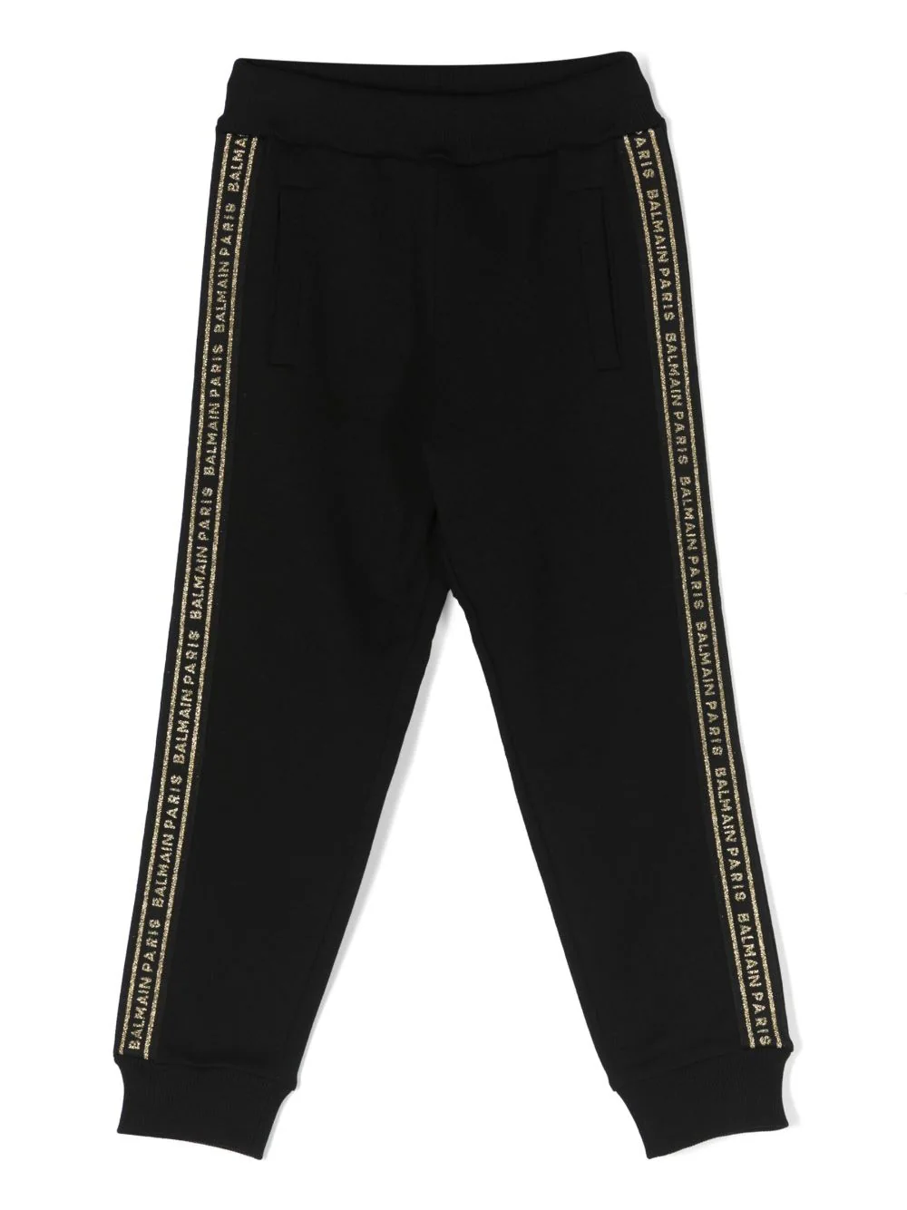 Balmain Kids logo-print trim track pants - Black