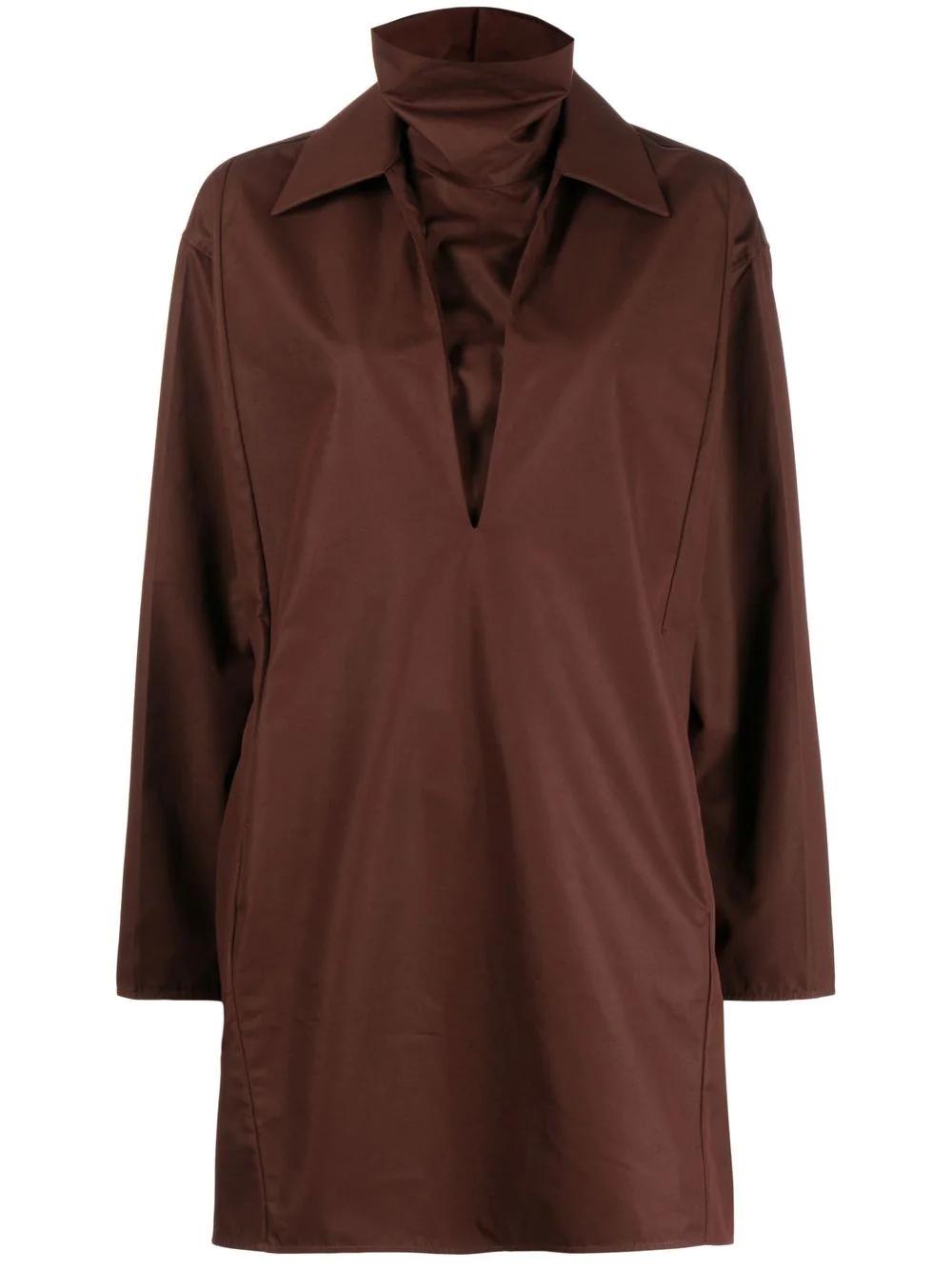 Jil Sander plunging V-neck shirt dress - Brown