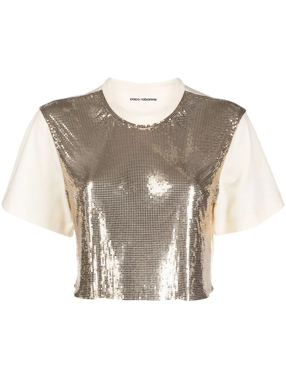 Rabanne chainmail-panel cropped T-shirt - Gold