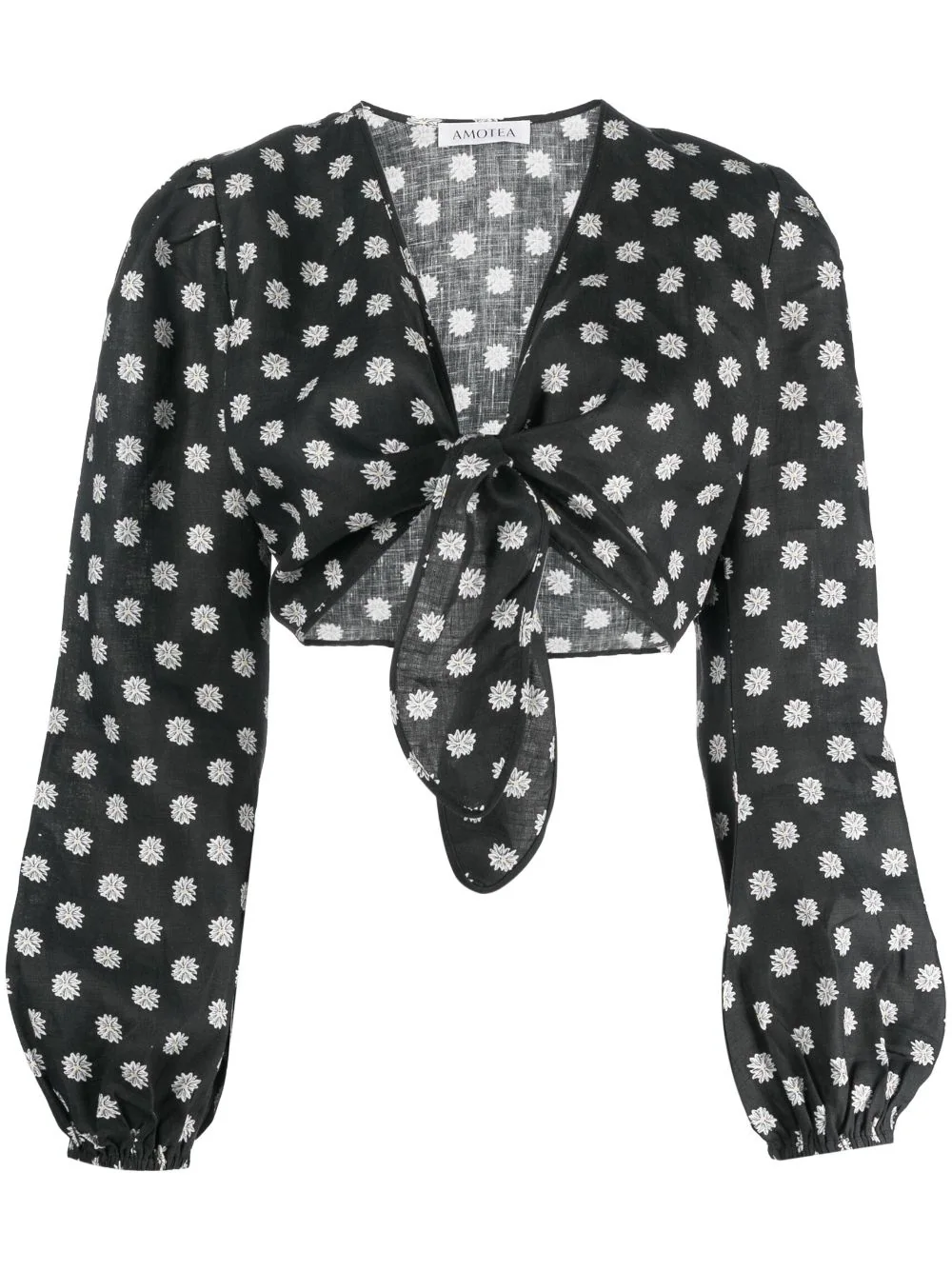 AMOTEA polka dot-print tie-fastening blouse - Black