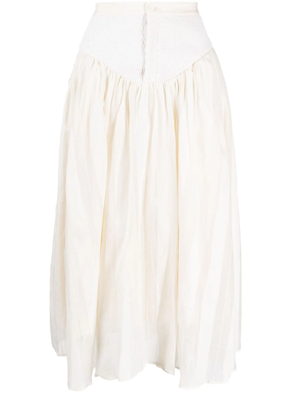 Renli Su Prudence smocked-waist midi skirt - White