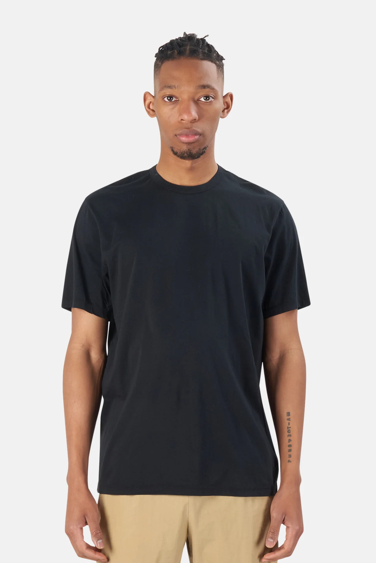 James Perse Elevated Lotus Jersey Crew T-Shirt in Black, Size 4