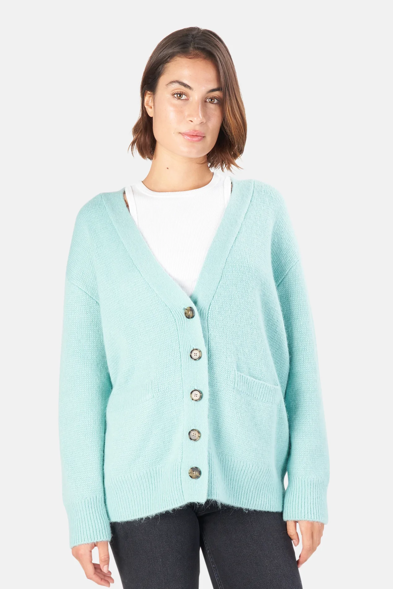 Women's RE/DONE 90s Oversized Cardigan Spearmint in Green, Size Medium