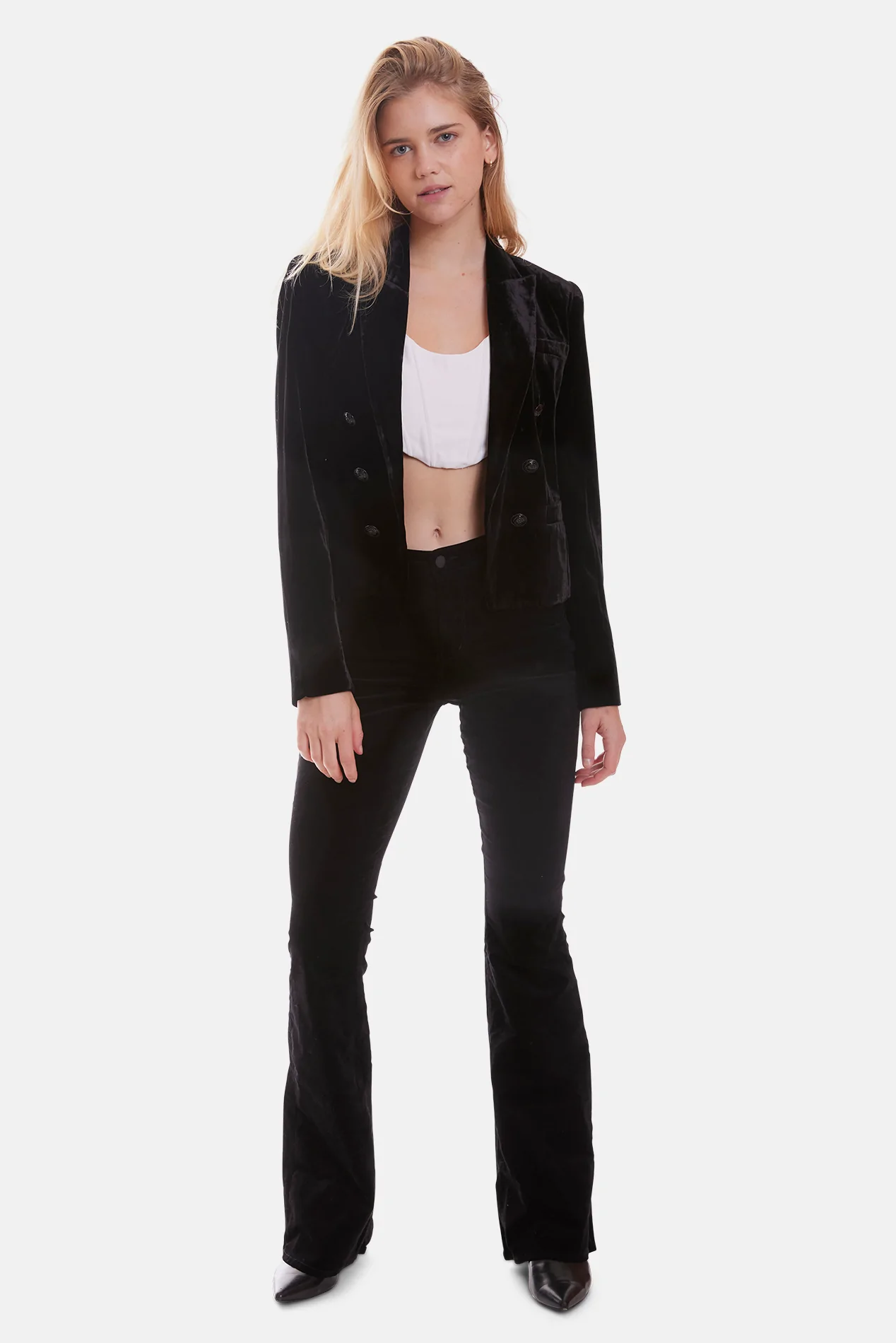 Women's L'Agence Brooke Crop Blazer in Black, Size 2