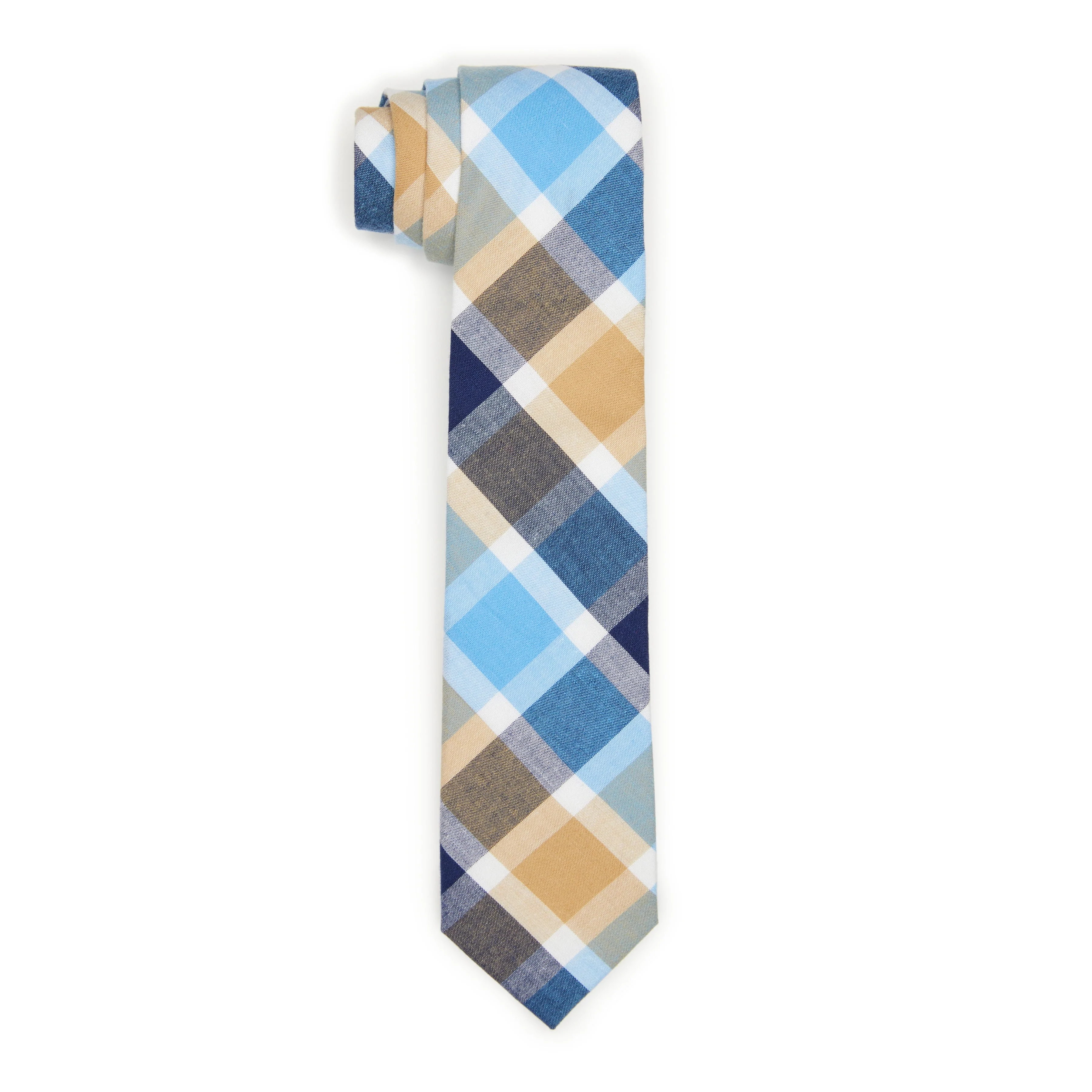 Original Penguin Men's Russo Plaid Tie in Blue, 100% Cotton