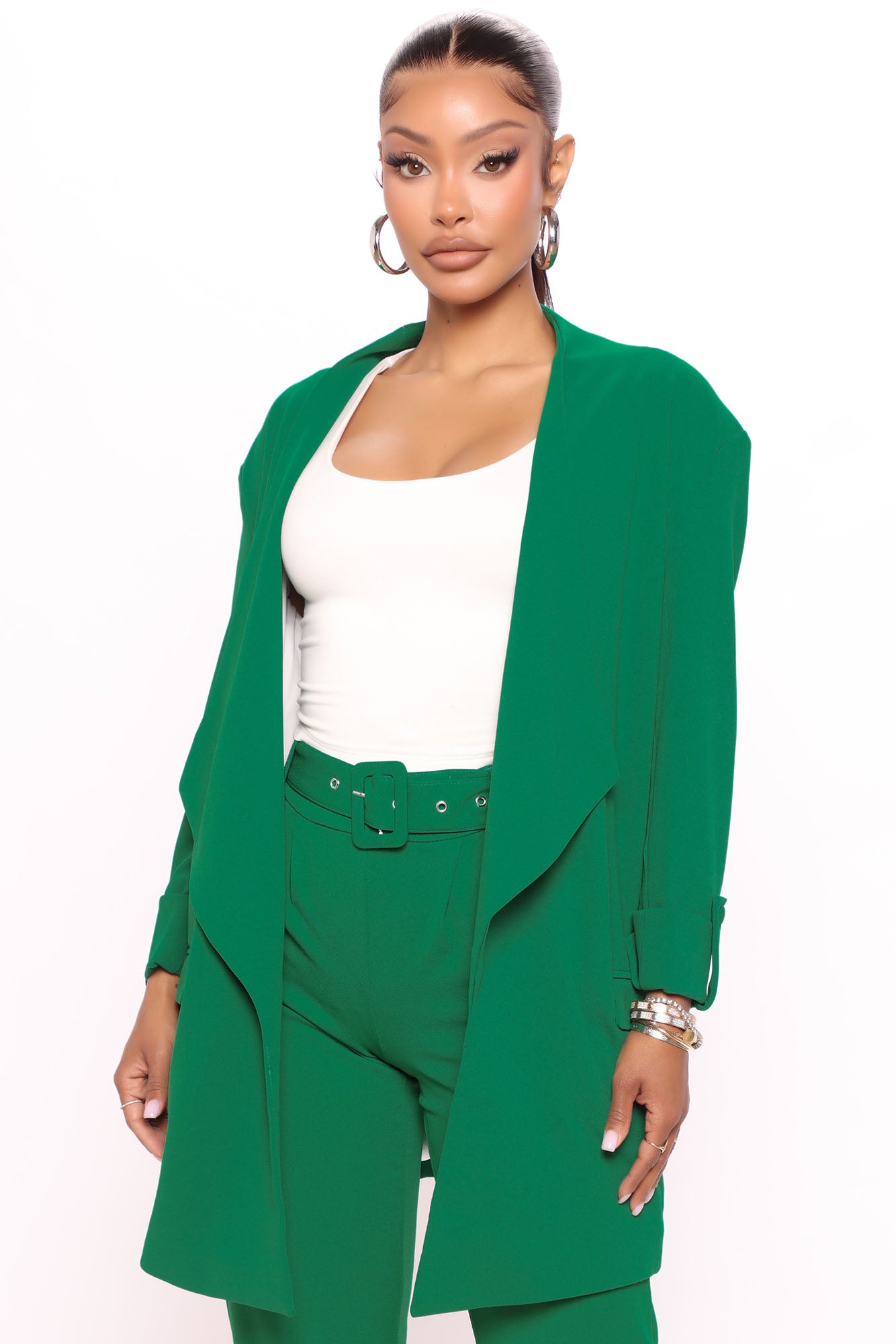 Talia Open Front Blazer - Kelly Green