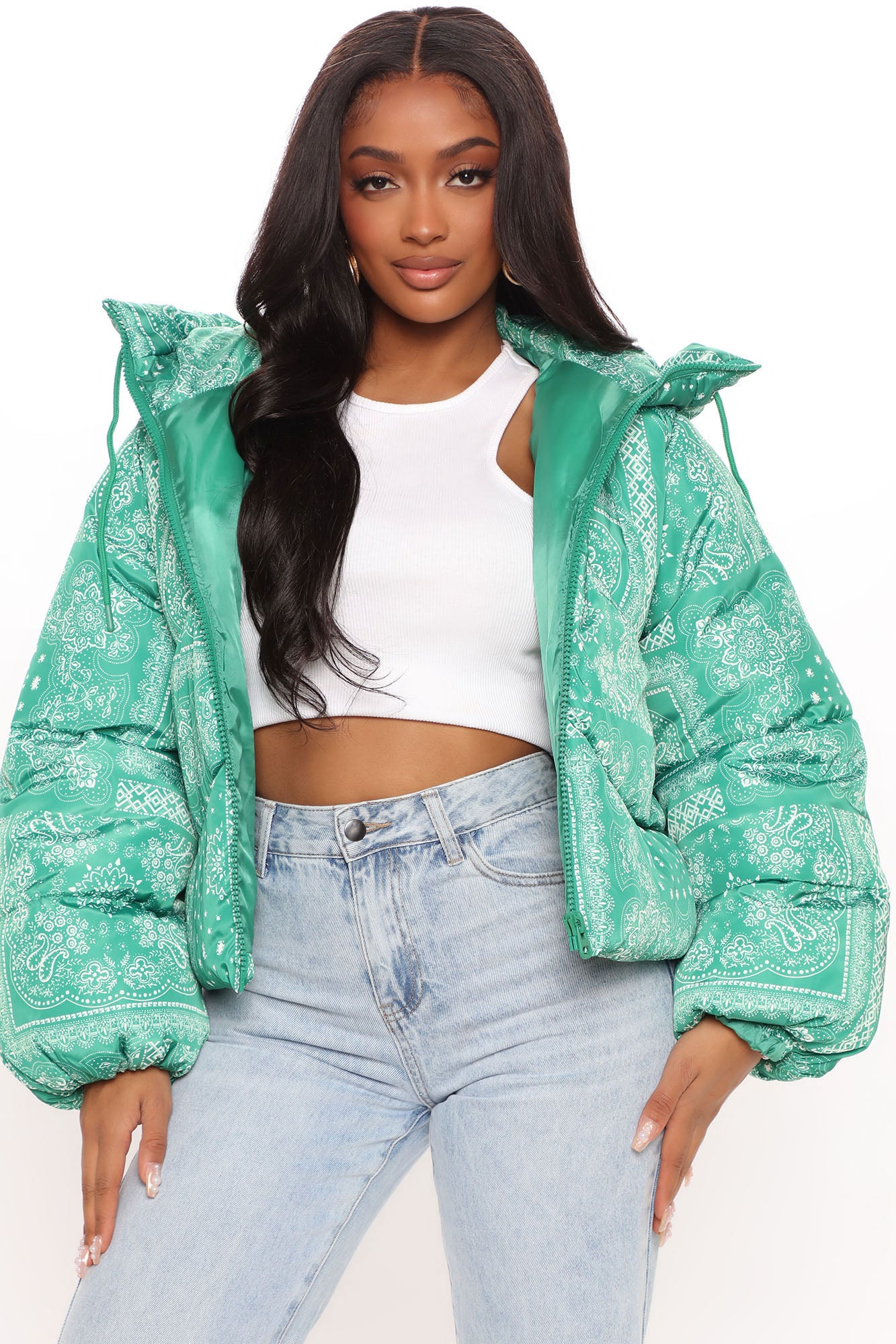 Paisley Little Thing Puffer Jacket - Kelly Green