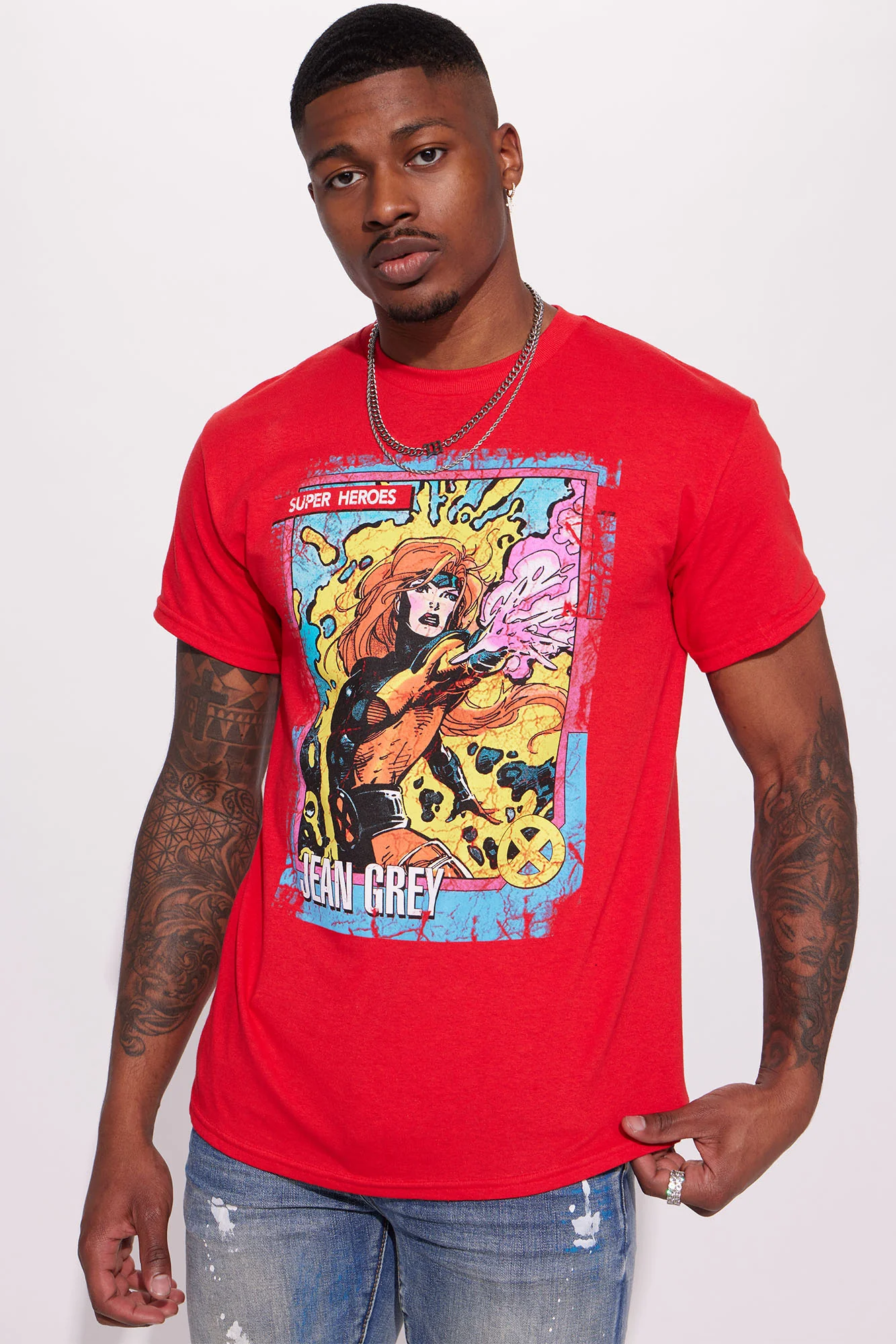 Jean Grey Card Short Sleeve Tee - Red