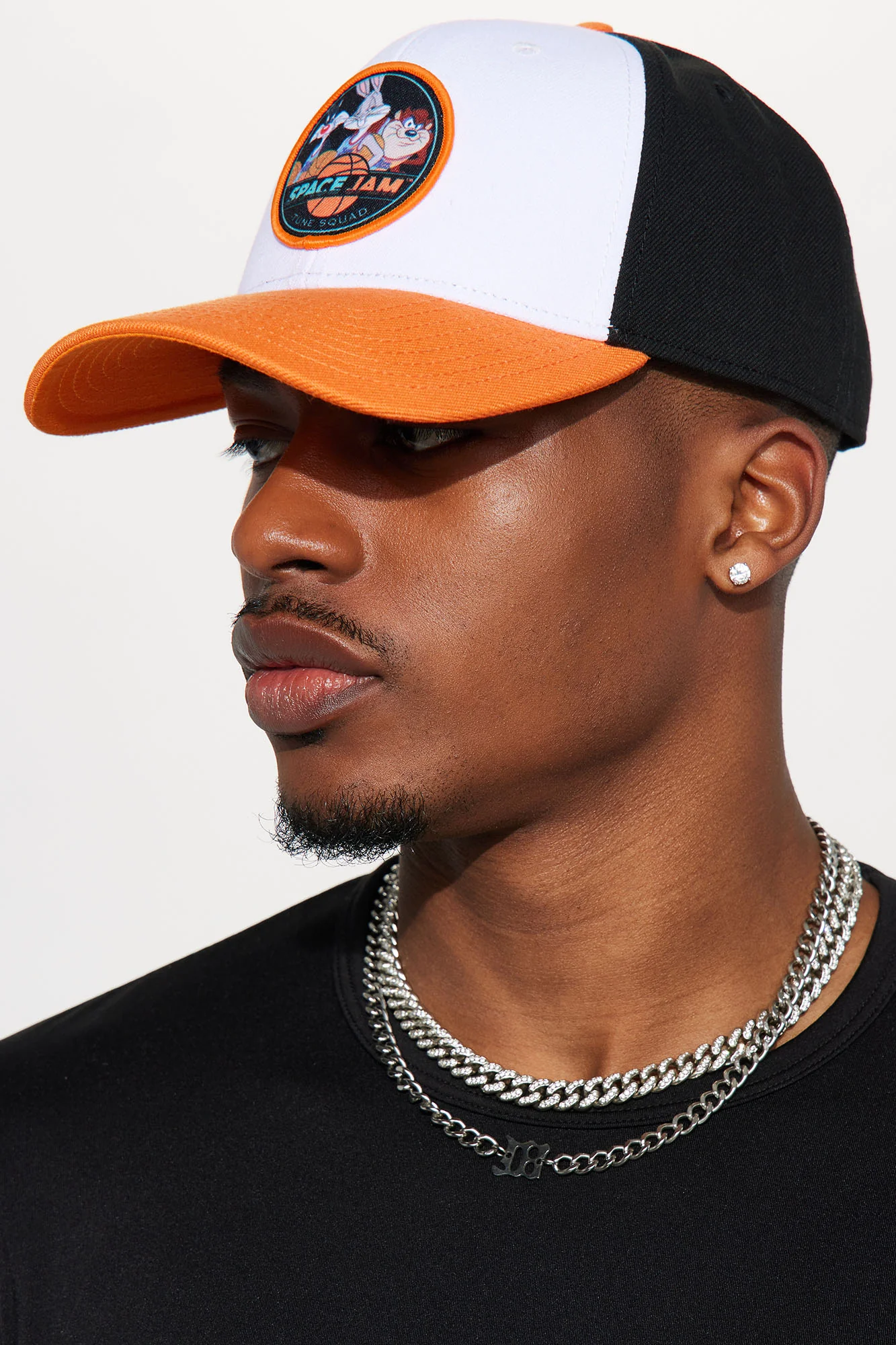 Space Jam Snapback Hat - Black/Orange