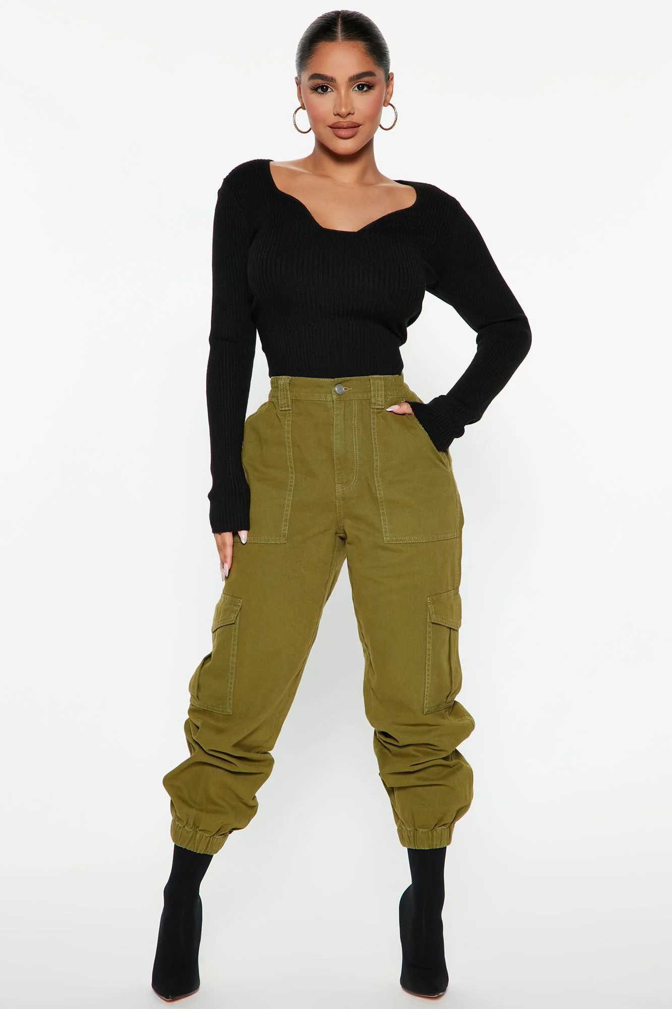 Nice To Meet You Cargo Joggers - Olive