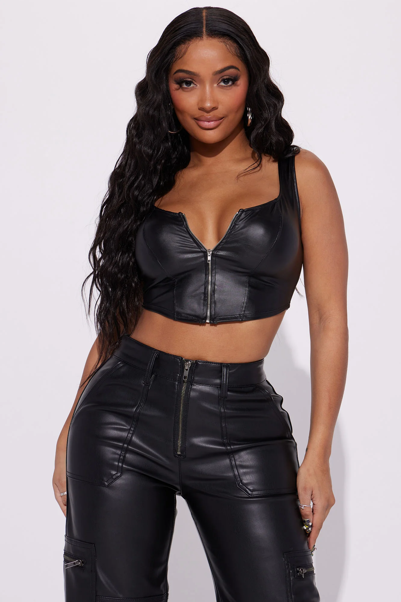 Onto You PU Corset Top - Black