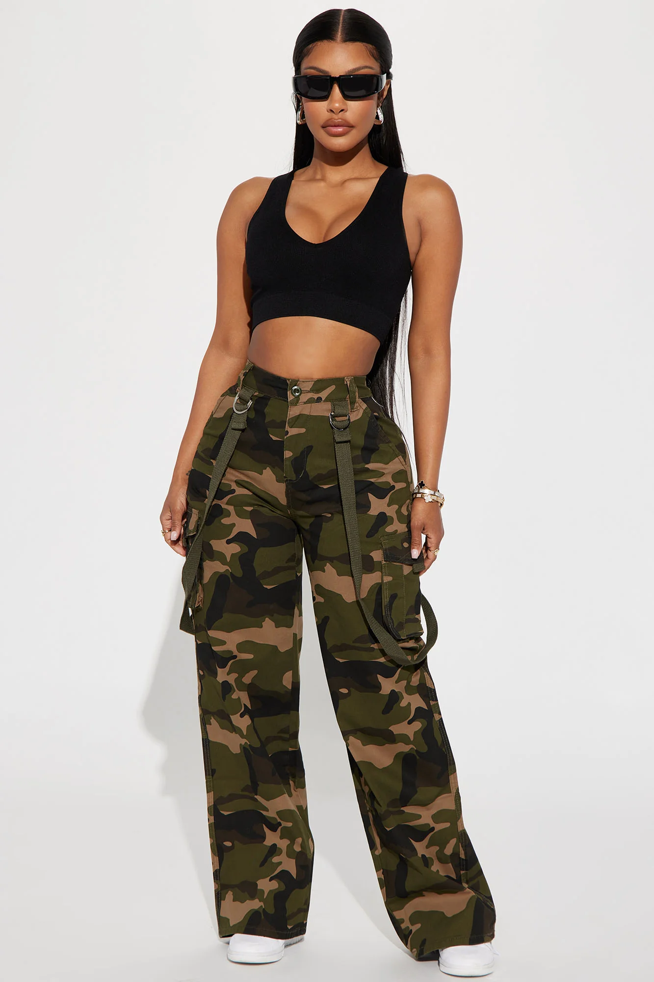 Pay No Mind Camo Cargo Pant - Olive/combo