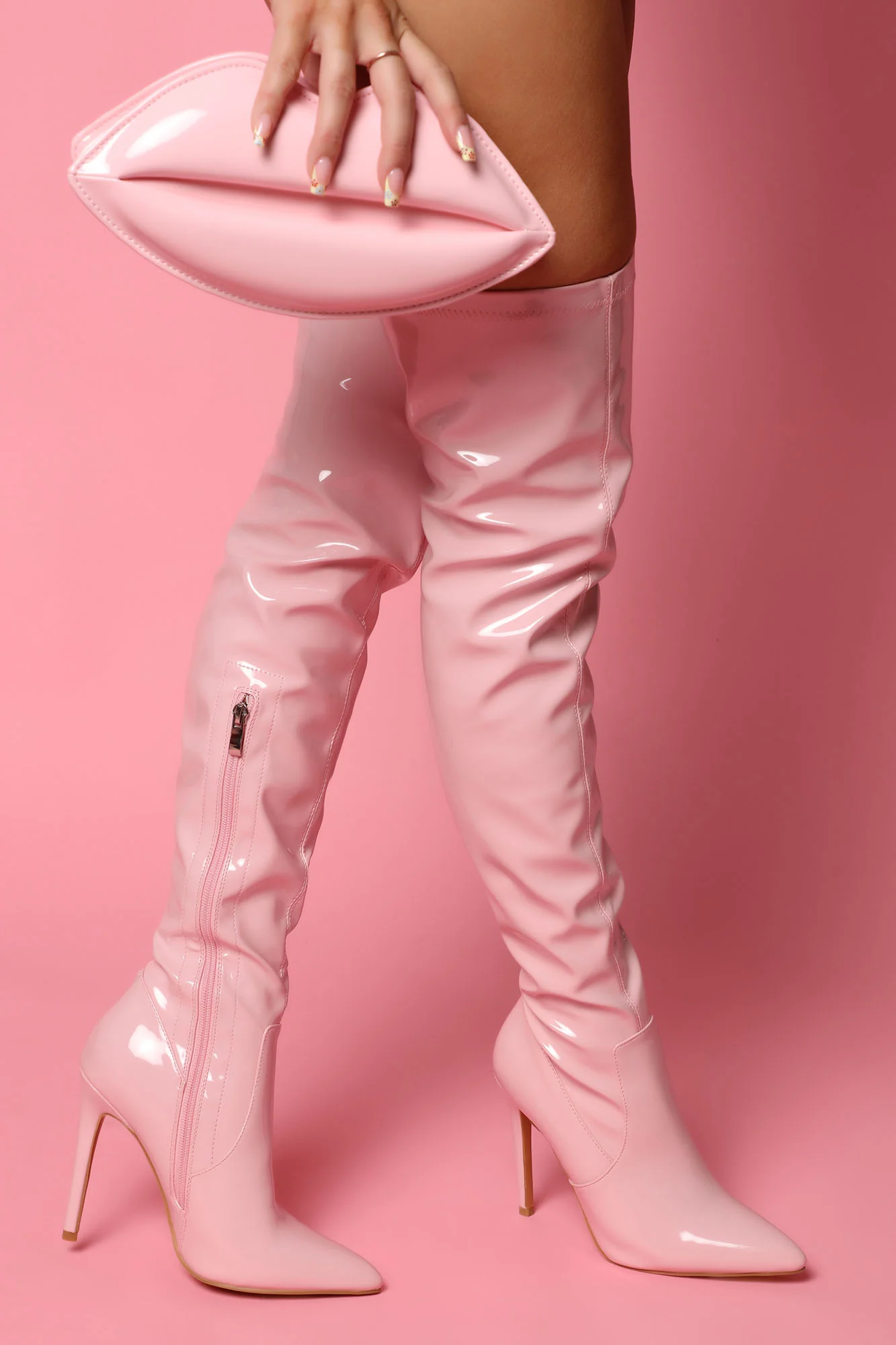 Chasing The Thrill Over The Knee Boots  - Pink