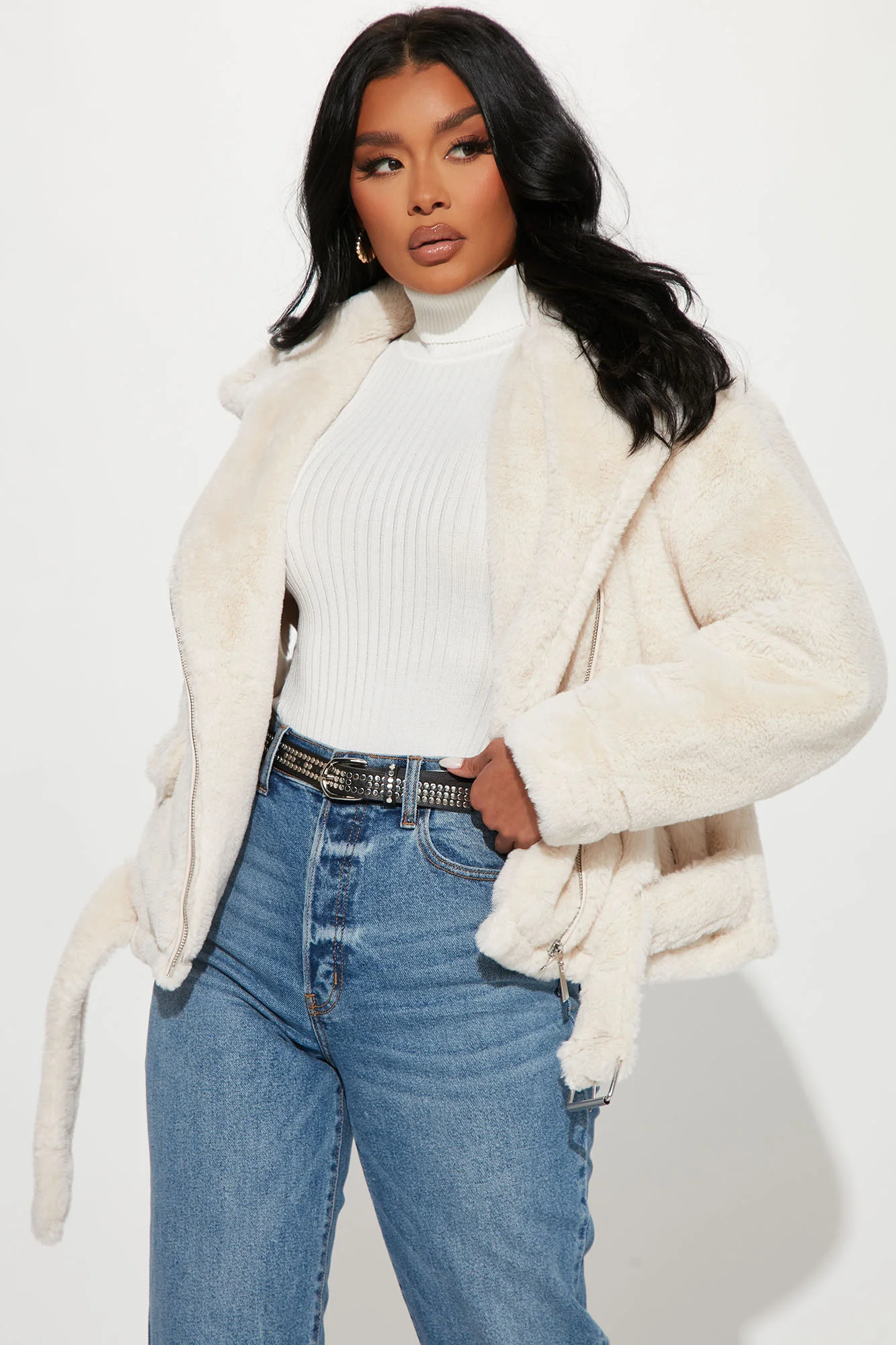 Cool Vibes Faux Fur Jacket - Cream