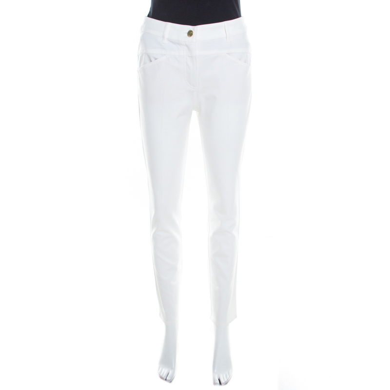 Escada White Stretch Denim Teresa Straight Leg Jeans S